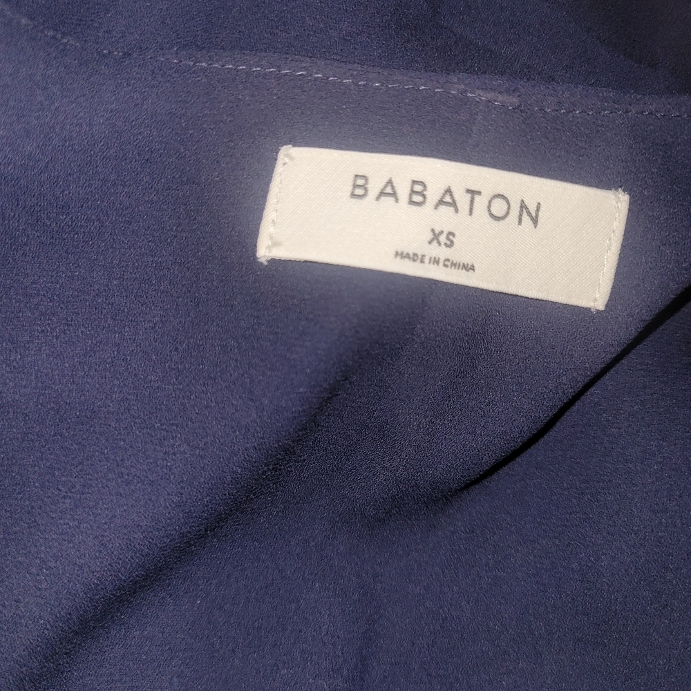 Aritzia's Babaton Navy Blue Wallace Short Sleeve Wrap Style Midi Dress XS - Picture 8 of 8